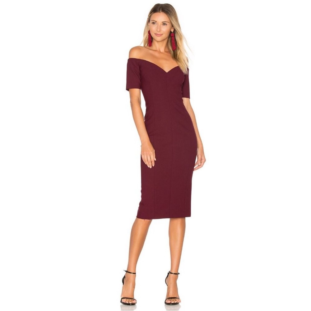 Cinq à Sept Wine Midi Dress with Plum Jacket
